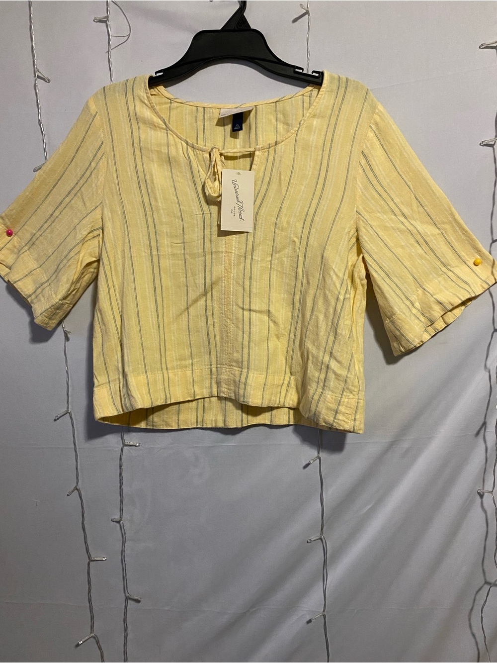 Universal Thread Yellow Striped Linen-Blend Women’s Top